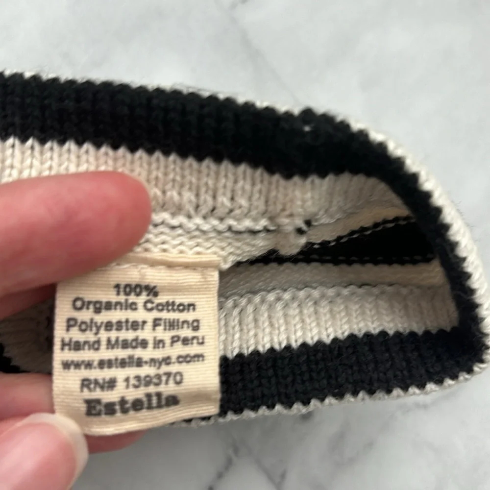 Estella Black & White Striped Organic Cotton Infant Cap